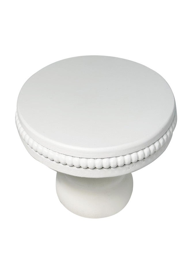 dwellington White Wash Display Wood Riser, 8.25inch Shabby Chic Pedestal Tray Decor with Beads, Farmhouse Display Stands for Coffee Bar, Bathroom, Kitchen Island (White) - Image 5